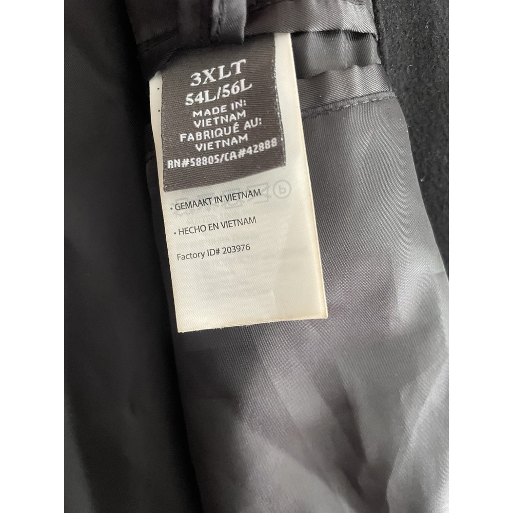 Oak Hill Men 3XLT Coat Black Wool Blend Full Zip Button Classic Jacket 54L/56L - Picture 4 of 12